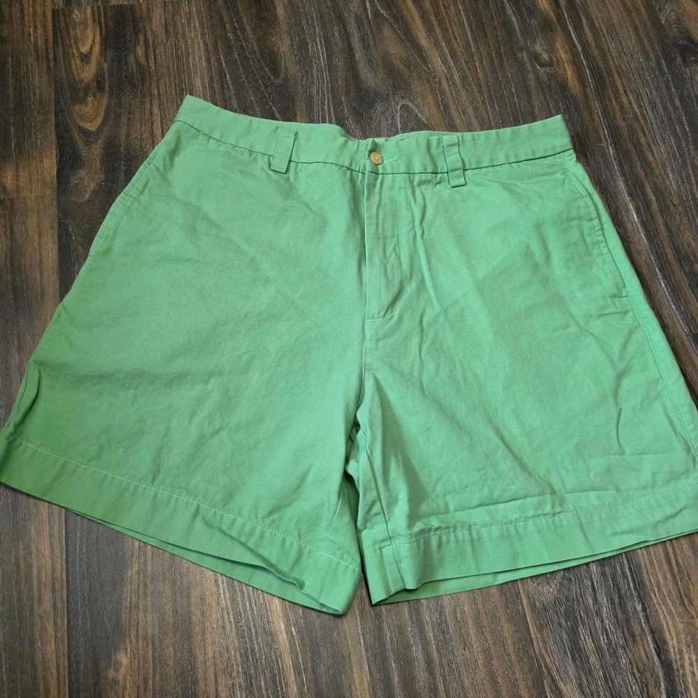 Vineyard Vines Mens Green Cotton Canvas Flat Front Chino Shorts Size 36 7 Inseam
